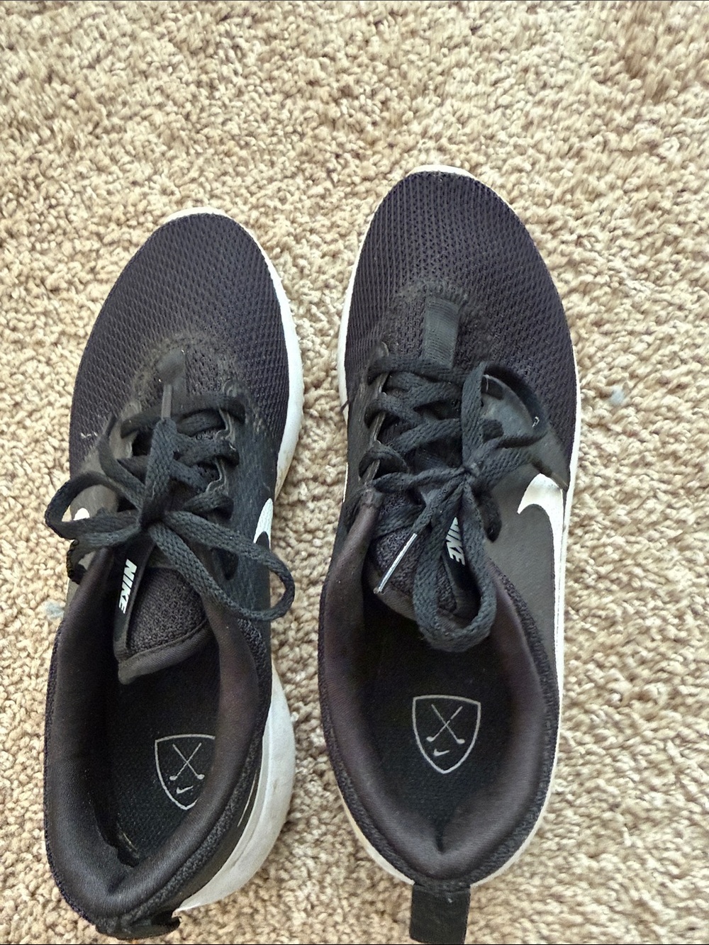 Nike Black and White Lightweight Mesh Golf Shoes